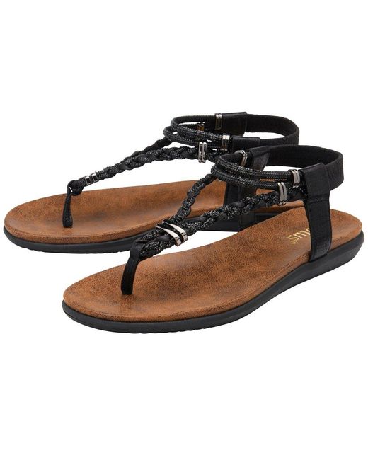 Lotus Black Sol Toe Post Sandals