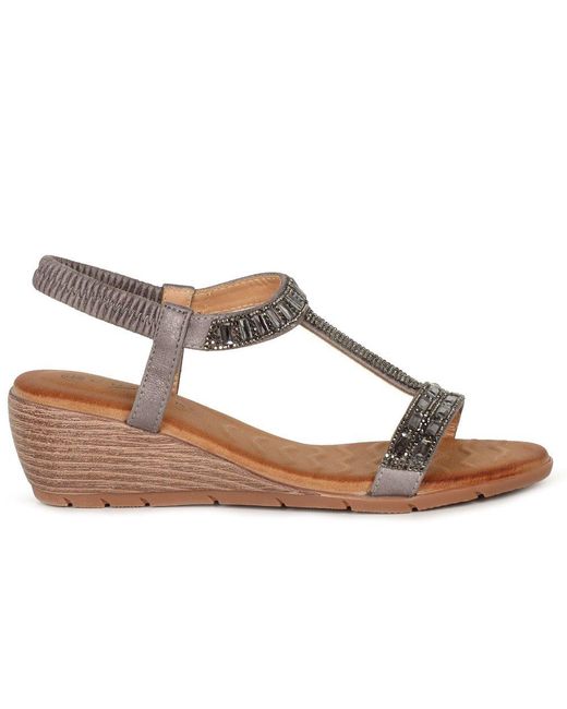 Lunar (GRS) Metallic Macie Wedge Heel Sandals