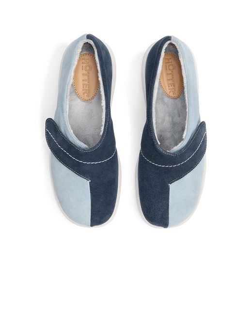 Hotter Blue Wrap Wide Fit Warmlined Slippers