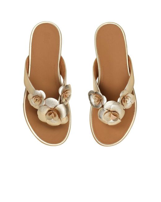 Fitflop Brown Gracie Flower Toe Post Sandals