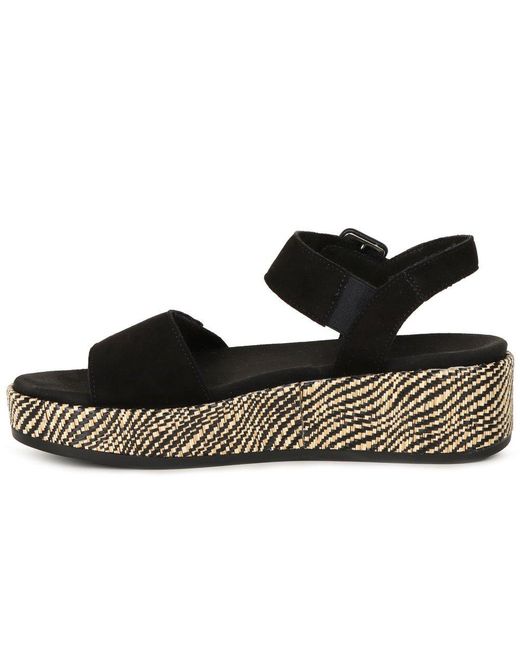 Remonte Black Tapestry Wedge Sandals