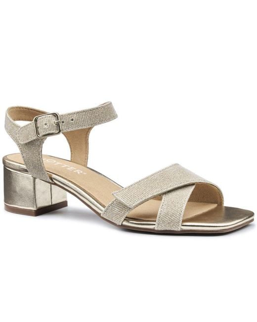 Hotter Metallic Riviera Block Heel Sandals