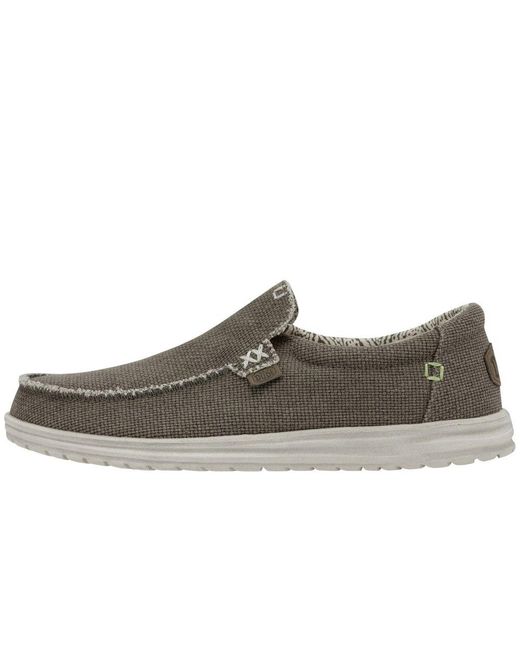 HeyDude Gray Mikka Braided Slip On Shoes for men