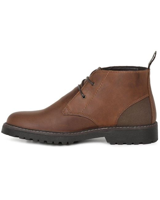 Barbour Brown Leather Lace-Up Ankle Boots for men