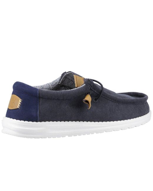 Hey Dude Blue Wally Corduroy Shoes for men