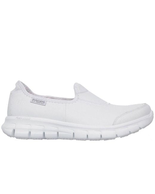 Skechers White Sure Track Slip On Sports Shoes