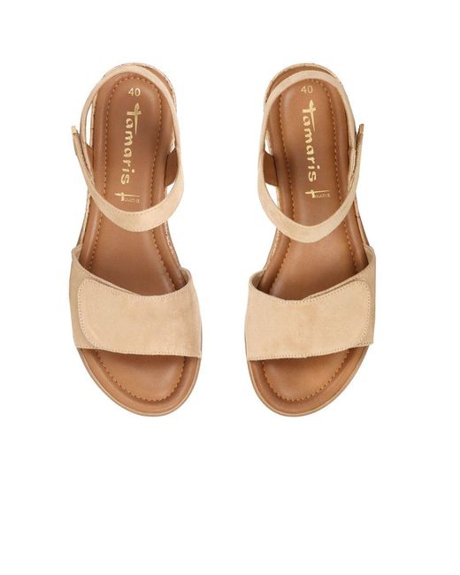 Tamaris Metallic Iris Low Wedge Sandals