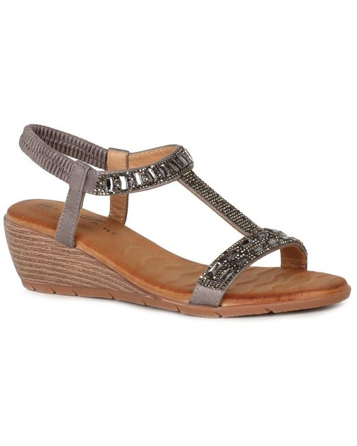 Lunar (GRS) Metallic Macie Wedge Heel Sandals