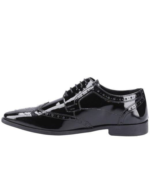 Hush Puppies Black Elliot Brogue Patent Shoes for men