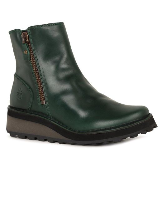 Fly London Green Hole Wedge Heel Boots