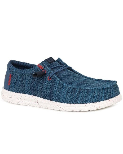HeyDude Blue Wally Stretch Shoes for men