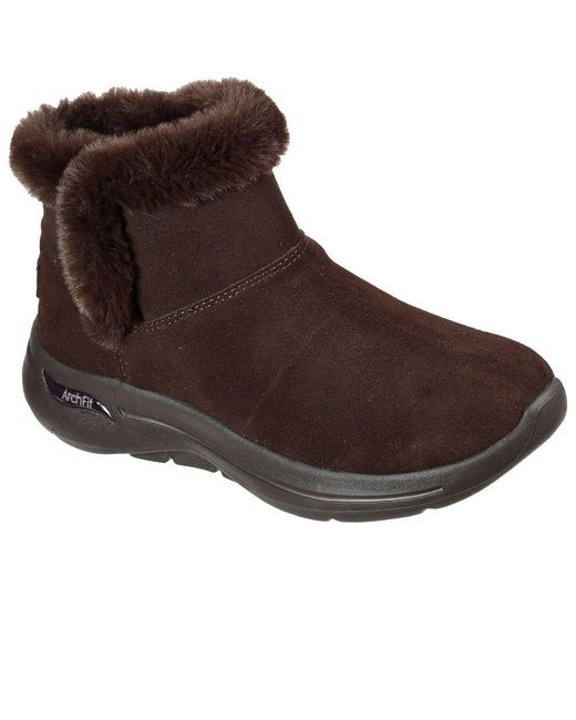Skechers Go Walk Arch Fit Cherish Womens Ankle Boots in Chocolate