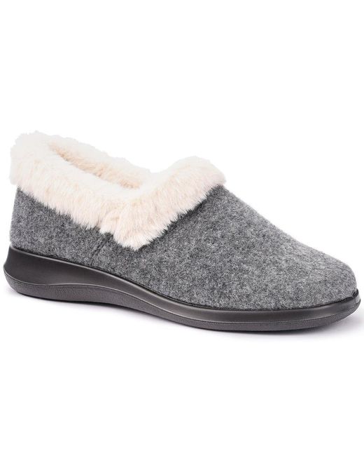 Hotter Gray Snug Ii Wide Fit Slippers