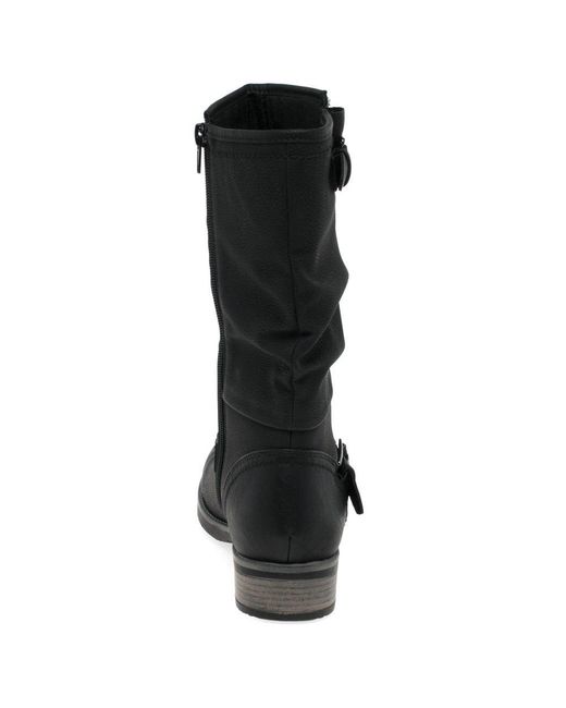 Rieker Black Estella Calf Length Slouch Boots