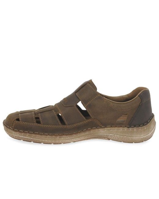 Rieker Brown Flight Riptape Sandals for men