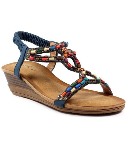 Lunar (GRS) Blue Epsom Wedge Sandals