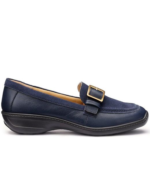 Hotter Blue Opel Low Wedge Shoes Colour: French Leather