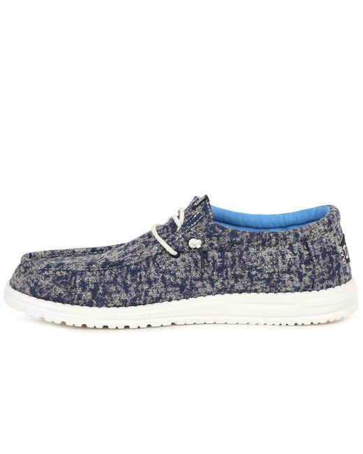 HeyDude Blue Wally Surf Wash Canvas Shoes for men