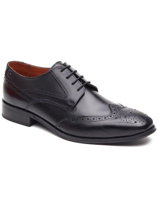 Base London Black Steeple Brogue Shoes for men