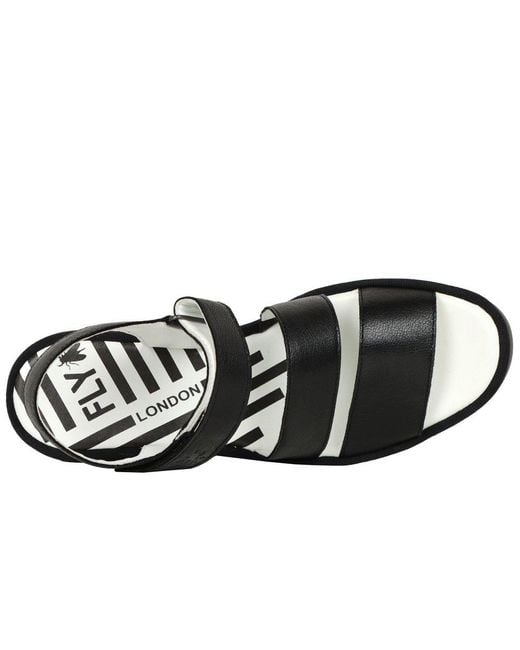 Fly London Black Bexy Wedge Heel Sandals