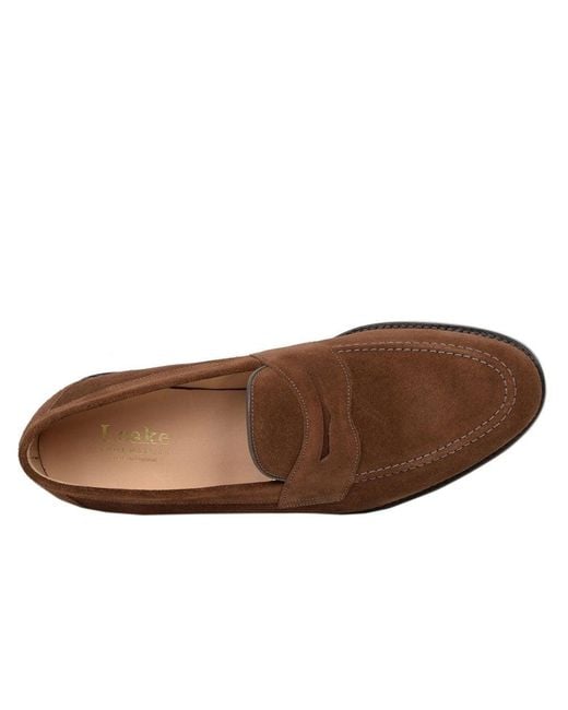 Loake Brown Imperial Suede Penny Loafers for men