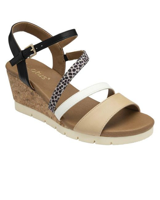 Lotus Metallic Kitty Wedge Sandals