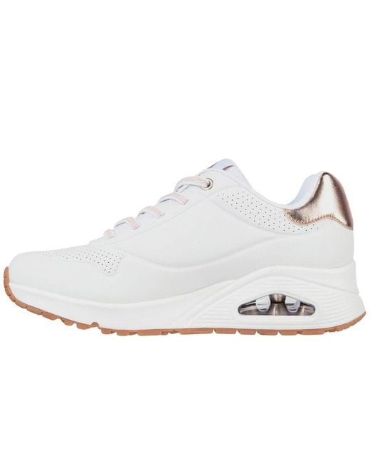Skechers White Uno Shimmer Away Trainers