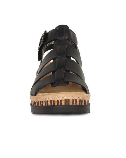 Rieker Black Costa Rica Wedge Heel Sandals