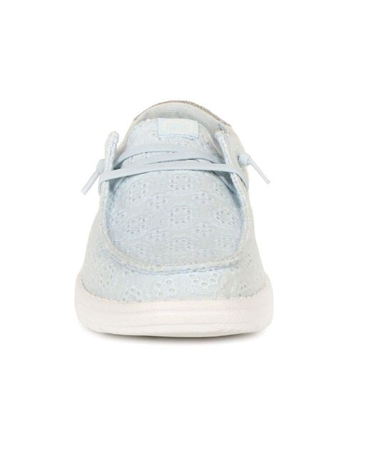 HeyDude White Wendy Eyelet Lace Canvas Shoes