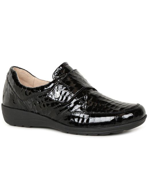 Caprice Black Vera Riptape Shoes