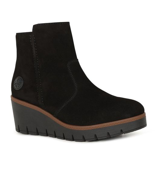 Rieker Black Connecticut Wedge Heel Boots