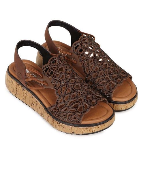 Rieker Brown Venezuela Wedge Heel Sandals
