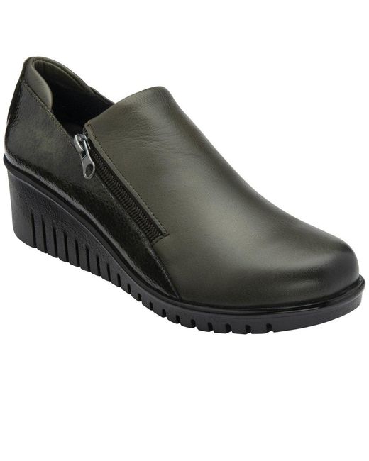 Lotus Black Altan Low Wedge Shoes