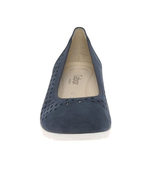 Pigment vene sennep Gabor Cotton Evelyn Womens Low Wedge Heel Shoes in Blue Nubuck (Blue) - Lyst