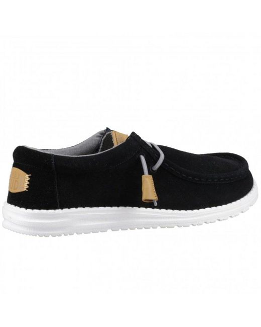Hey Dude Black Wally Craft Suede Shoes Size: 7, for men