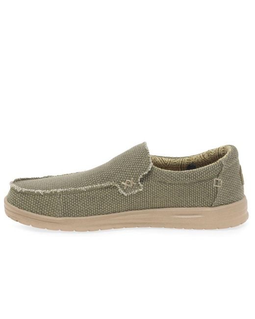 Hey Dude Green Mikka Braided Canvas Shoes for men