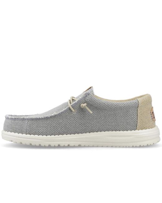 HeyDude Gray Wally Braided Slip On Shoes for men