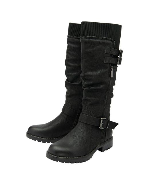 Lotus Black Jennifer Knee High Boots