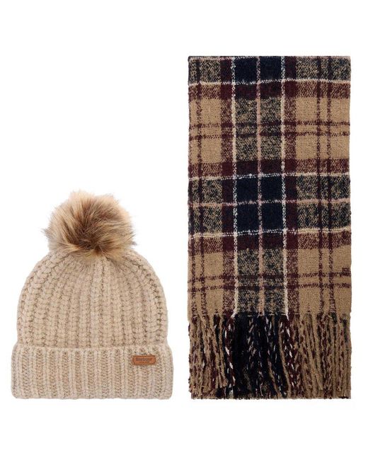 Barbour Multicolor Saltburn Beanie &Amp; Tartan Scarf Set