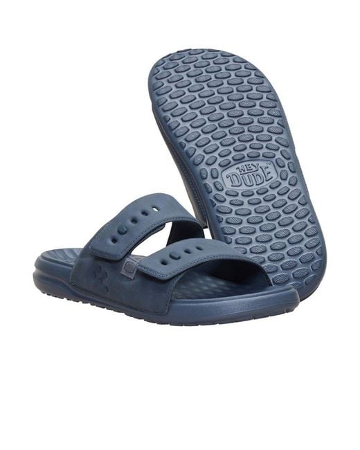HeyDude Blue Wave 2 Strap Slide Sandals for men