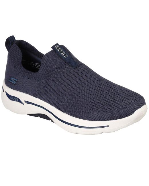 Skechers Synthetic Go Walk Arch Fit Iconic Trainers in Black (Blue ...