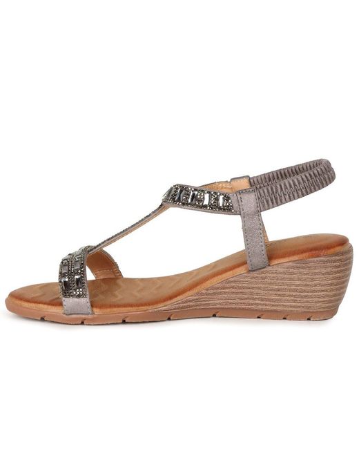 Lunar (GRS) Metallic Macie Wedge Heel Sandals