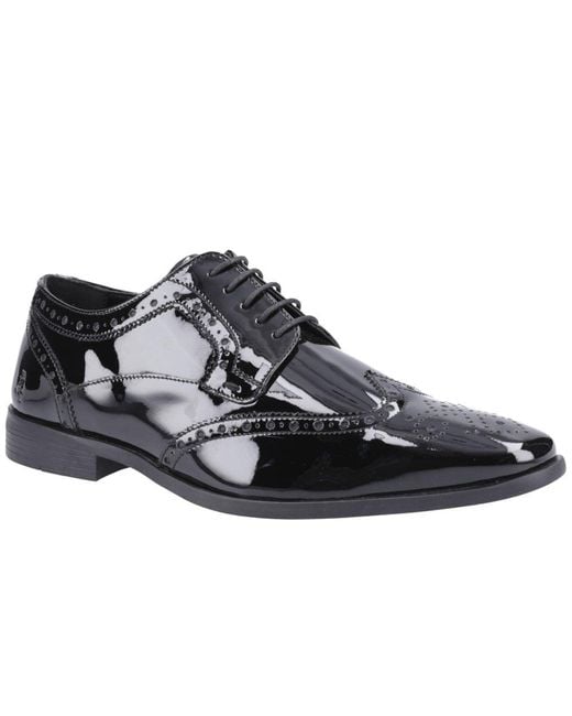 Hush Puppies Black Elliot Brogue Patent Shoes for men