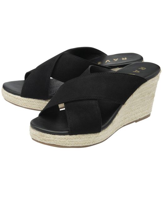 Ravel Black Morley Wedge Sandals