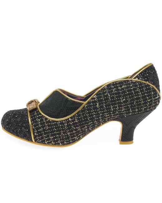 Irregular Choice Black Hold Up Wide Fit Court Shoes