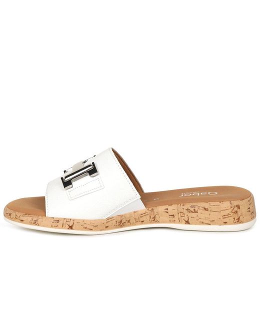 Gabor White Oaty Mule Sandals