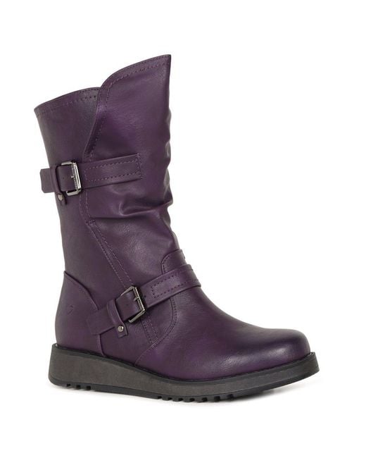 Heavenly Feet Purple Hannah 4 Calf Length Boots
