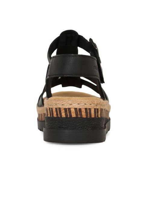 Rieker Black Costa Rica Wedge Heel Sandals