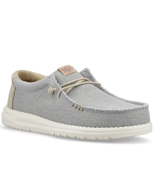 HeyDude Gray Wally Braided Slip On Shoes for men