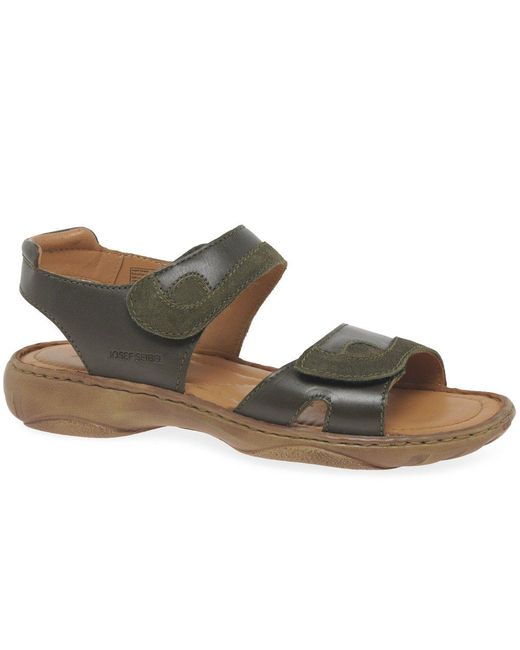 Josef Seibel Green Debra Rip Tape Sandals